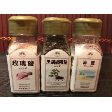 露營三寶-玫瑰鹽.白胡椒鹽.黑胡椒粗粒